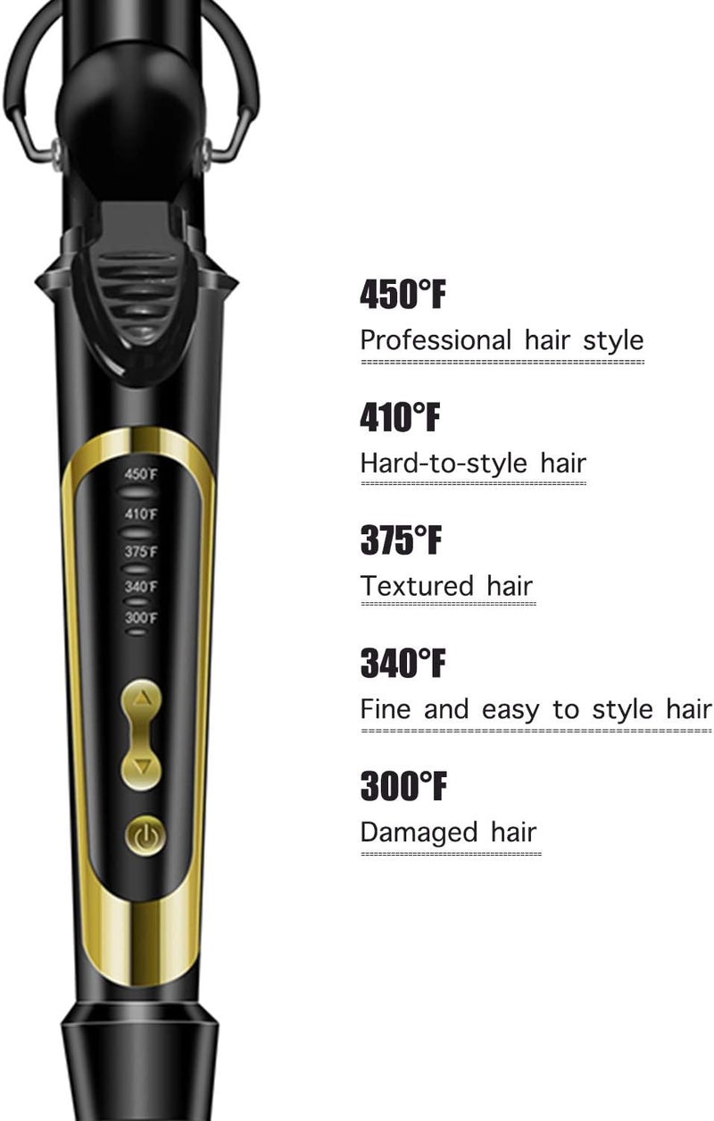 LANVIER 1 Inch Extra Long Hair Curling Iron with Ceramic Tourmaline Barrel, Professional Hair Curler up to 450°F with Dual Voltage for Worldwild Use, Hair Waving Style Tool for Girls&Women–Black - Image 4